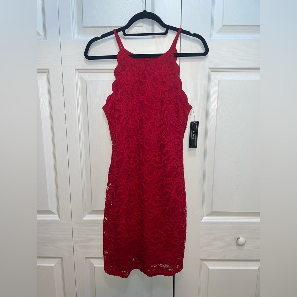 A.Byer Red Lace Dress Women’s Size 9 NEW with Tags